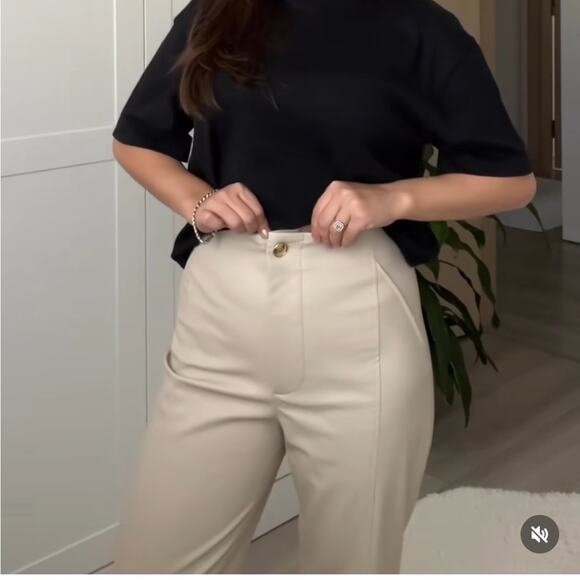 ZARA FAUX LEATHER PANTS - Picture 2 of 11